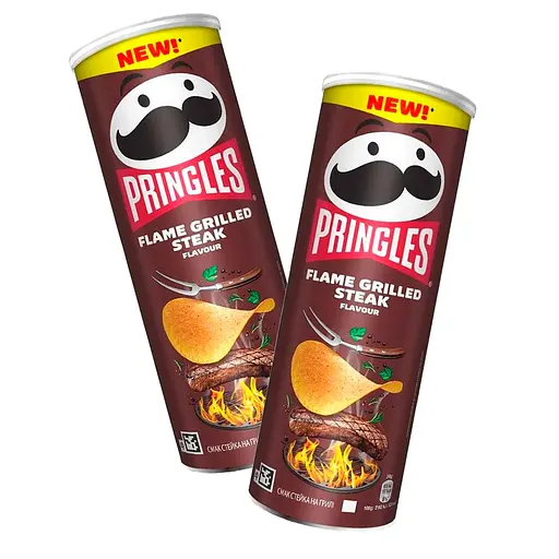 Набір чипсів Pringles Flame Grilled Steak зі смаком стейка на грилі 330 г (165 г x 2 шт.)