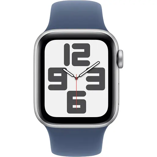 Apple Watch SE 2 2024 GPS 44mm Silver Aluminium Case with Denim Sport Band S/M MXEQ3 - фото 1
