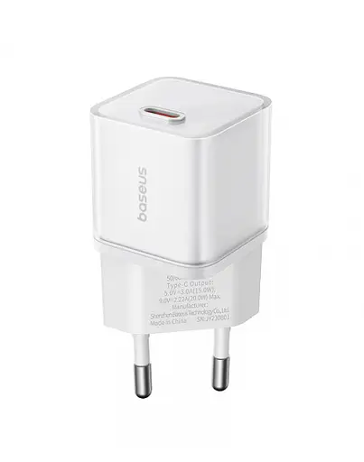 Мережевий зарядний пристрій Baseus GaN5S Fast Charger 1C 20 W EU P10162503213-00 Білий - фото 3