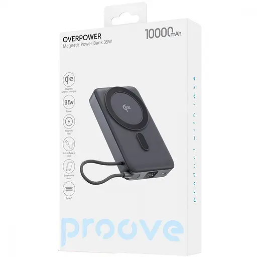 Павербанк Proove OverPower Qi2 Gray 10 000 mAh / 35 Вт (PBOP35012105) - фото 2