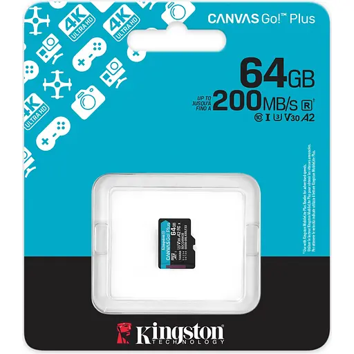 Карта памяти Kingston microSDXC Canvas Go! Plus 64GB Class 10 UHS-1 U3 V30 SDCG4/64GBSP [145136] - фото 3