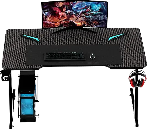 Геймерский компьютерный стол GT Racer T-1213, 120x60x73 Black (T-1213 (120x60x73) Black) - фото 3