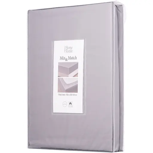 Простирадло на резинці Ardesto Mix&Match, 160х200+30см, 100% бавовна, сатин, сірий (ART1620FSD) - фото 1