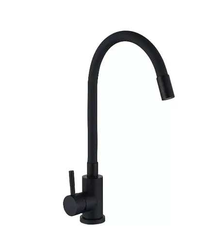 Змішувач для кухні Wezer з гнучким виливом EKO4E-01-BLACK - фото 1