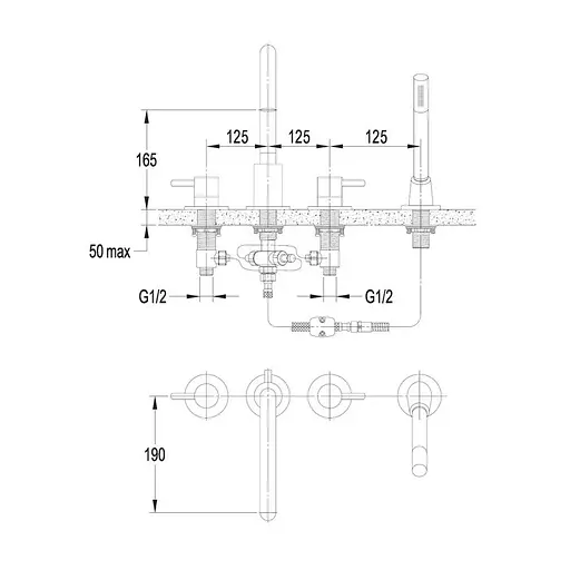 Смеситель для ванны Omnires Y black (Y1232BL) - фото 3