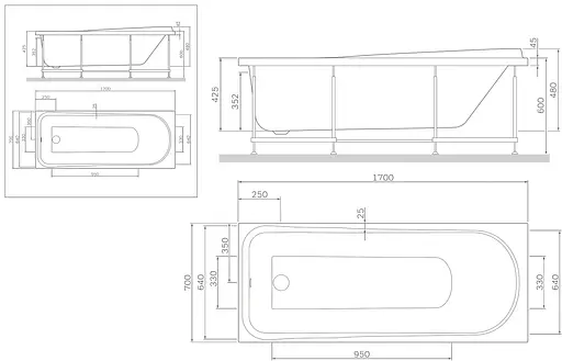 Ванна акрилова AM.PM Like A0 170х70 (W80A-170-070W-A) - фото 9