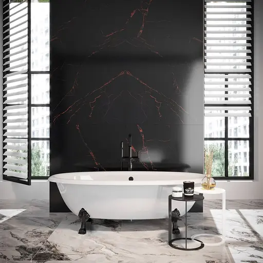 Ванна отдельностоящая глянцевая Amdcon Olmpa 180x90 белая из литого камня черные ножки OLMPA_180_nzhk-bl_HL Белый - фото 3