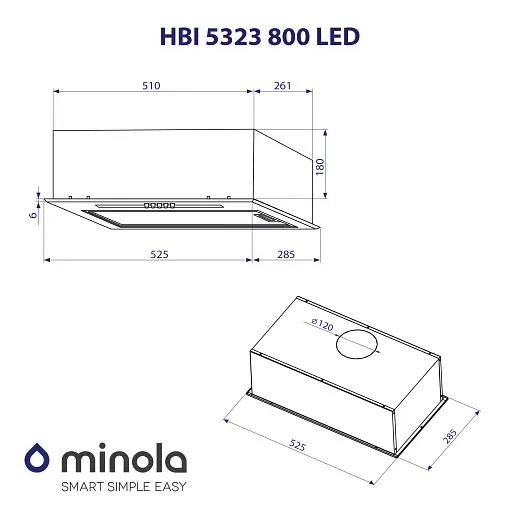 Вытяжка полновстраиваемая Minola HBI 5323 GR 800 LED - фото 10