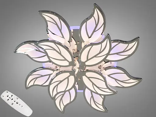 LED люстра с пультом, димером и цветной подсветкой, 180W, хром - фото 1