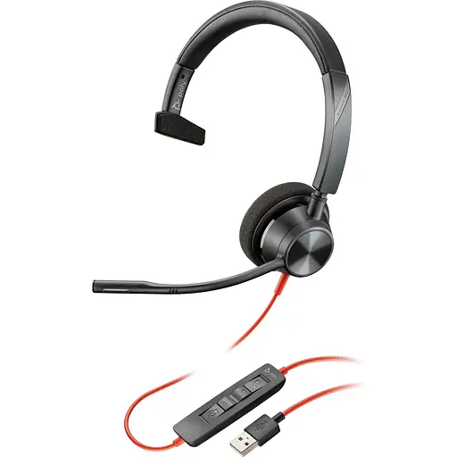 Гарнитура компьютерная моно Poly On-ear Blackwire 3310 USB-A всенаправленная черная - фото 1
