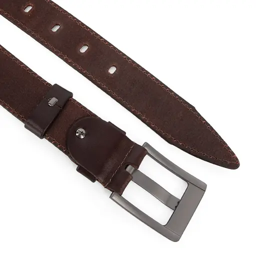 Ремень мужской кожаный JK-4007 (125 см) коричневый - фото 3