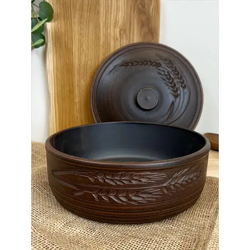 Супник 2.5 літра керамічний (глиняний) різьблений Колосок - фото 4