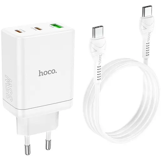 СЗУ Hoco N33 Start PD35W (1USB-A/2C) + кабель Type-C to Type-C - фото 2