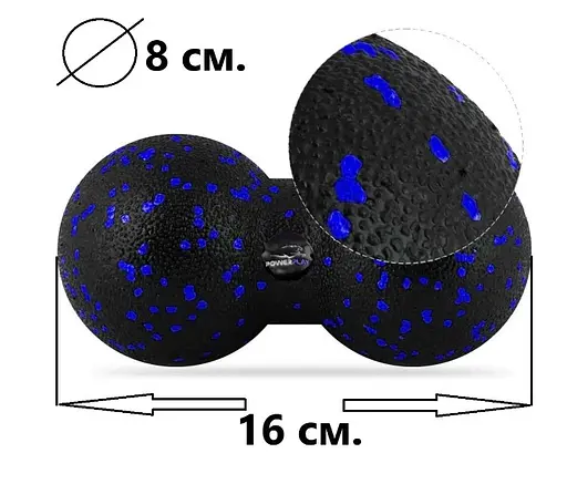 Набір для масажу та йоги PowerPlay PP_4093 EPP (3 м'ячики + валик масажер 15*5,3 см) Blue + гумка 7,5 кг (PP_4093_Blue) - фото 7