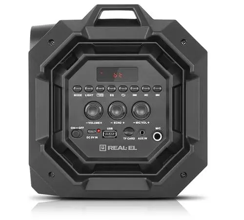Колонка портативная 2.0 REAL-EL X-751 Black, 2 x 18 Вт, пластиковый корпус, Bluetooth, MicroSD / USB, питание от аккумулятора, 4000 мА * ч, управление сбоку - фото 3