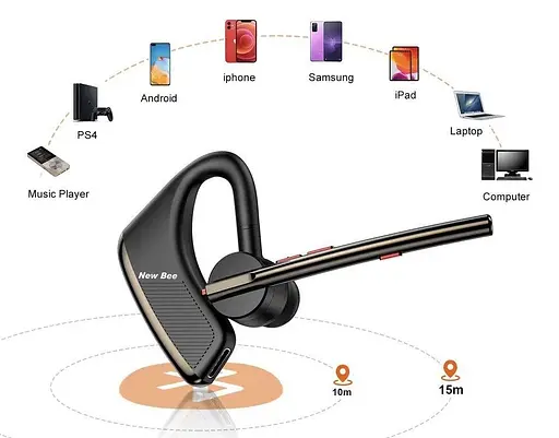 Бездротова Bluetooth гарнітура New Bee M50 з шумозаглушенням і захисним кейсом - фото 4