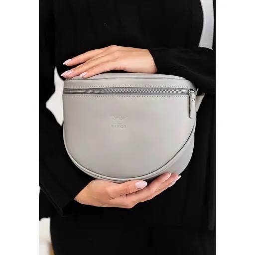 Шкіряна сумка поясна-кроссбоді Vacation сірий краст - фото 1