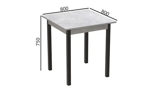 Стол кухонный Ferrum-decor Агата 75x80x80 Черный ДСП Бетон 16мм (FRD-105560) - фото 4