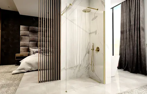 Душова стінка Rea Aero 120 brushed gold REA-K4702, прозорий, золотий - фото 6