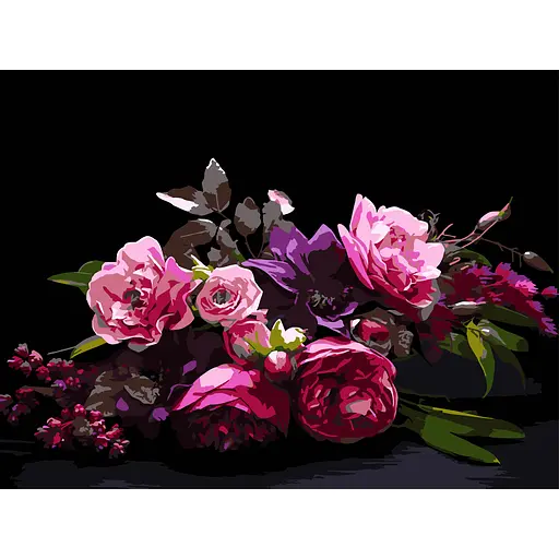 Картина по номерам Strateg Цветочная гармония на черном фоне 30х40 см (FH-41) - фото 1