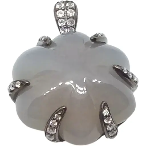 Срібна підвіска Аметист з агатом і фіанітами 135527В