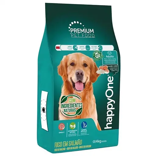 Сухой корм для взрослых собак happyOne Premium Adult Dog Salmon and Rice с лососем и рисом 4 кг - фото 1