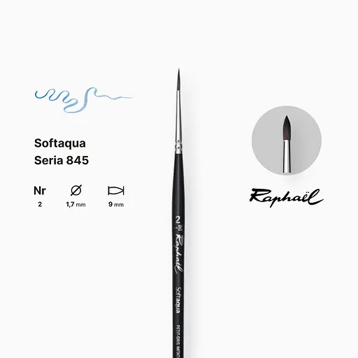 Кисть синтетика круглая Raphael Softaqua, №2, профессиональная, короткая ручка - фото 2