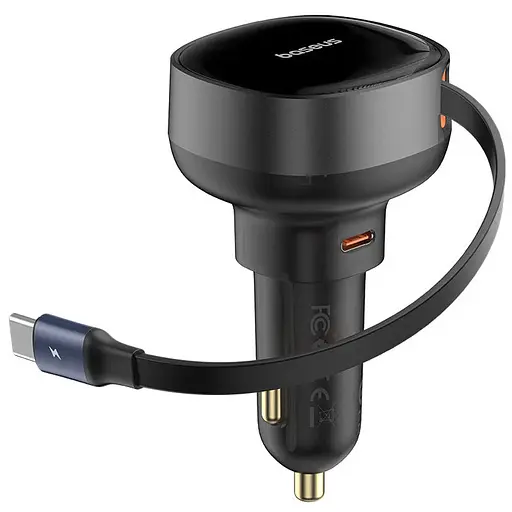 АЗП Baseus Enjoyment Pro 60W (1USB-C) + висувний кабель Type-C (C00057802111-01) Cluster Black - фото 4
