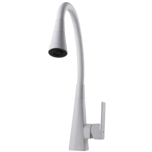 Смеситель для кухни Globus Lux NIAGARA GLN-0203SM-WM однорычажный поворотный латунный с белым матовым покрытием - фото 3