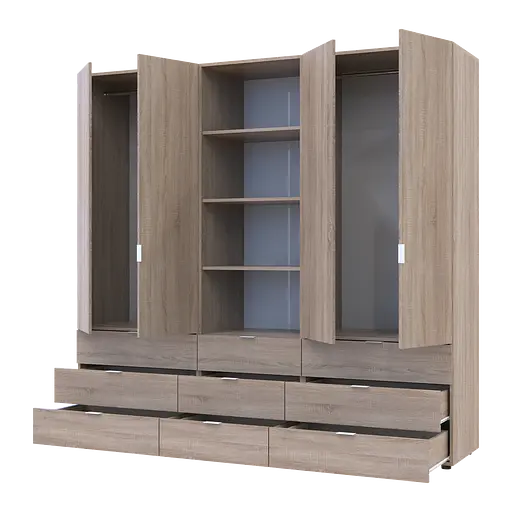 Шафа для одягу Doros Гелар Дуб сонома 2+2ДСП з пеналом 215х49.5х203.4 (42005183) - фото 2