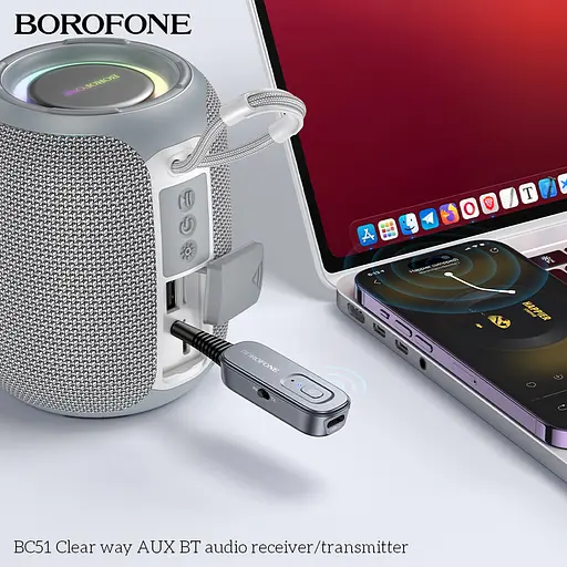 Bluetooth ресивер BOROFONE BC51 Clear way AUX BT audio receivertransmitter Metal Grey - фото 8