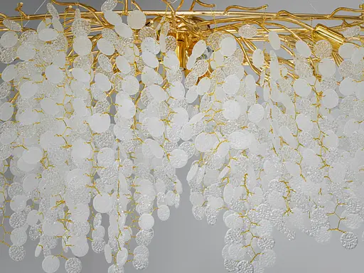 Золота кришталева люстра "Гліцинія" витягнутої форми на 12 ламп - фото 2