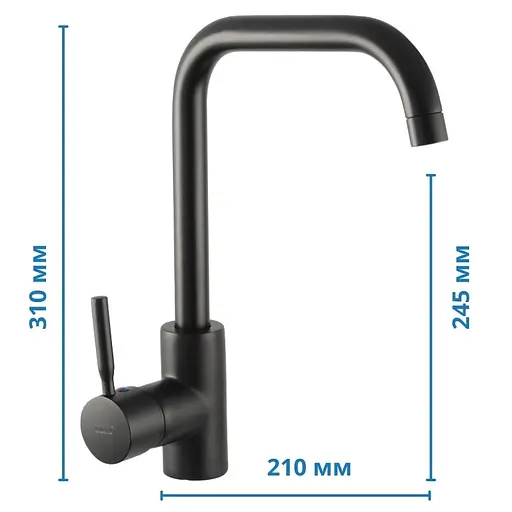 Змішувач для кухні Haiba Hans 011 black HB0809 Чорний матовий - фото 2