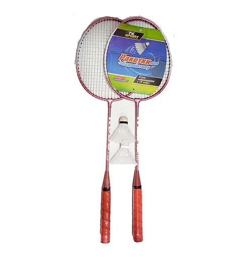 Бадмінтон C 40196 2 ракетки, в чохлі (6900067401960) Рожевий - фото 2