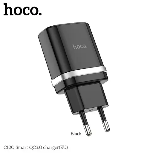 Адаптер сетевой HOCO Smart FCP/AFC C12Q 1USB 18 W black - фото 2