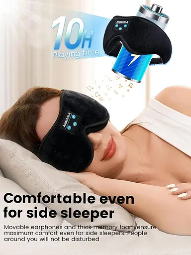 3D-маска для сну, бездротова Bluetooth-музична навушники для сну на боці з ультратонкими стереодинаміками - фото 3