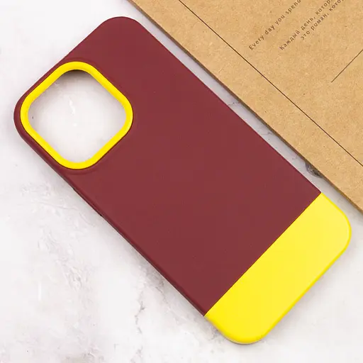 Чохол Epik TPU+PC Bichromatic для Apple iPhone 13 Pro Max 6.7 Brown burgundy/Yellow - фото 4