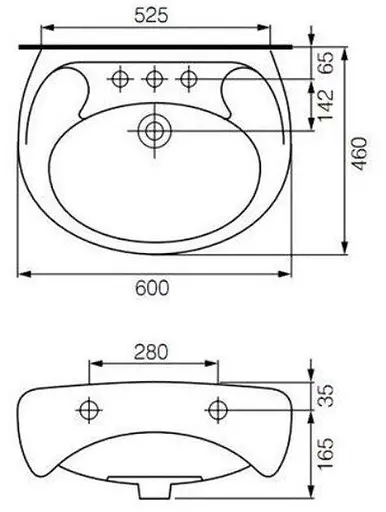 Умывальник мебельный Cersanit Eko 60 см с отверстием Белый K07-234 30412 - фото 2