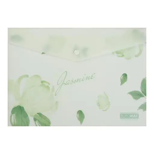 Папка-конверт А4 на кнопці JASMINE ARABESKI м'ятна BM.3943-38 BUROMAX матовий напівпрозорий пластик (4823126805665) - фото 1