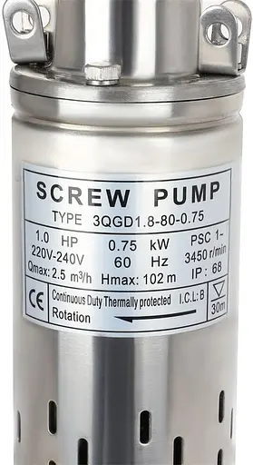 Погружной винтовой насос 220 В/60 Гц 0,75 кВт ROADFAR Well - фото 3