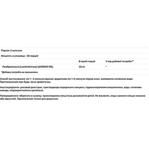 Ламброкиназа Allergy Research Group Lumbrokinase 60 капсул с энтеросолюбильным покрытием (ALG-76140) - фото 2