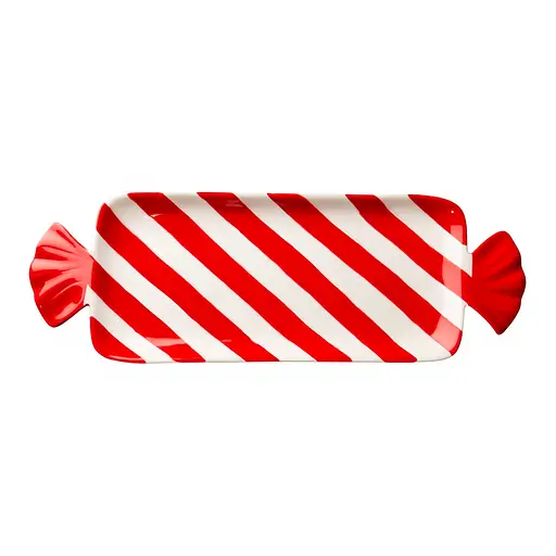 Блюдо сервировочная новогодняя для закусок в форме конфеты Yiwu 26×12.5 см прямоугольная с ручками CR-1-30