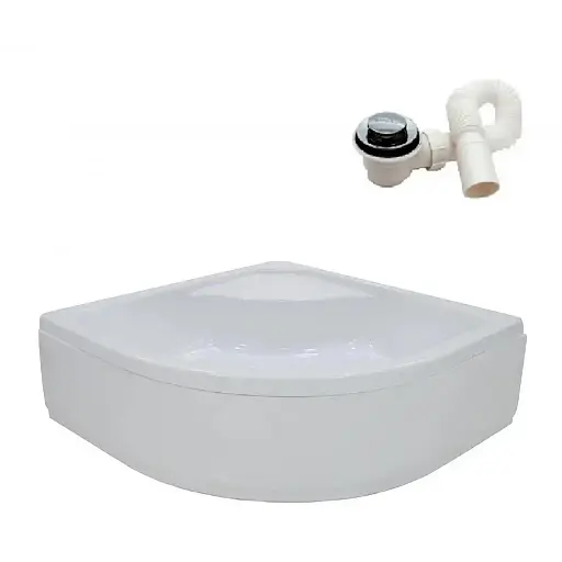 Высокий душевой поддон (полукруглый) WIZ 80х80х42 см. Акриловый  с панелью и ножками