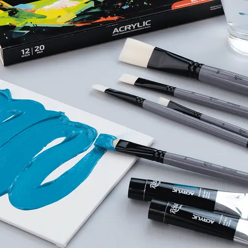 Пензель синтетика плоска INTENSE 1668F №00 довга ручка Rosa - фото 6