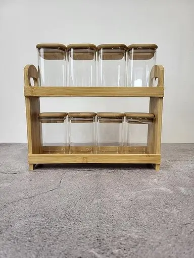 Набір баночок для спецій Vittora VT-8903-8 з дерев'яною підставкою 8 предметів 230 мл - фото 3