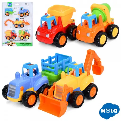 Набір машинок 326 HOLA інерція, будтехніка, 4шт, від 9см, у слюді (6966655360019) - фото 2