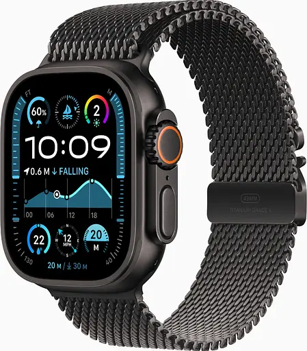 Смарт-часы Apple Watch Ultra 2 GPS + Cellular 49mm Black Titanium Case w. Black Titanium Milanese Loop - M (MX5U3)