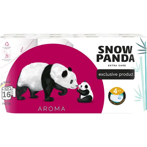 Четырехслойная туалетная бумага Сніжна Панда Extra Care Aroma, 16 рулонов
