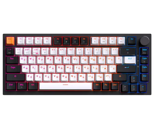 Клавиатура беспроводная игровая механическая GamePro MK-160-B Pro Black-White QLAB Orange Switches Hot-Swap