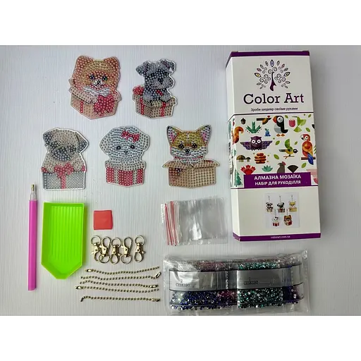 Набір брелків для алмазної мозаїки "Собачки" ColorArt BR33, 5 штук - фото 5